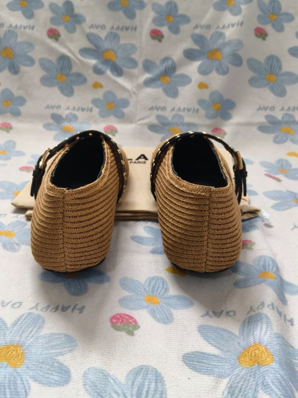 Alaia straw double-button Mary Jane flats - Picture 4 of 11